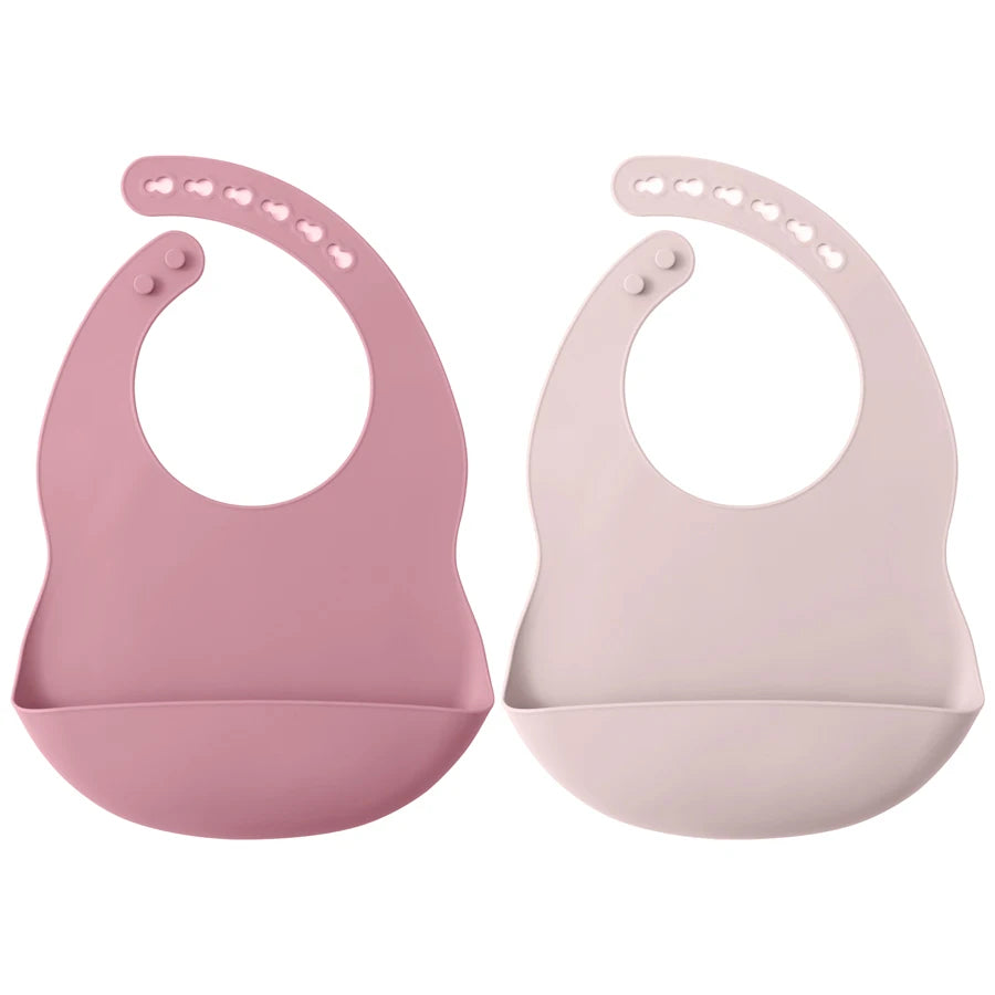 2PCS Silicone Baby Bibs for Toddlers – Waterproof, Solid Color, Adjustable Feeding & Burp Cloths for Newborns & Drooling Scarf - Kidzy Market