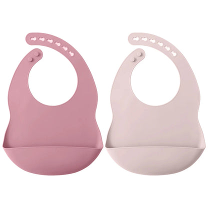 2PCS Silicone Baby Bibs for Toddlers – Waterproof, Solid Color, Adjustable Feeding & Burp Cloths for Newborns & Drooling Scarf - Kidzy Market