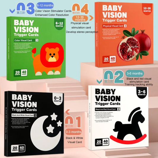 Baby Montessori Toys - Black and White Flash Cards, High Contrast Visual Stimulation Colour Cards, Early Education Toys for Newborns