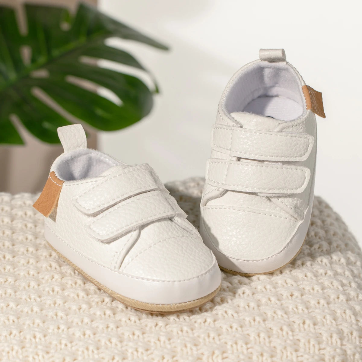 Meckior Baby Shoes Retro Leather Boy Girl Multicolor Toddler Rubber Sole Anti-Slip First Walkers Infant Shoes