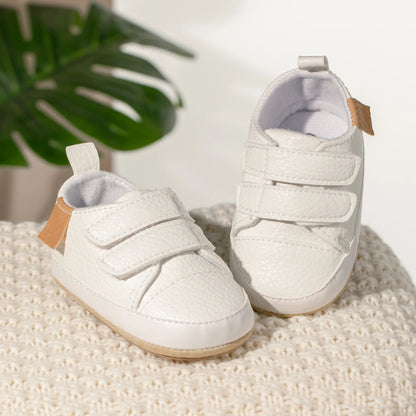 Meckior Baby Shoes Retro Leather Boy Girl Multicolor Toddler Rubber Sole Anti-Slip First Walkers Infant Shoes