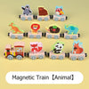 Magnetic Wooden Train Set for Kids Ages 3+ — Educational Magnetic Building Blocks with Animal & Fruit Cars