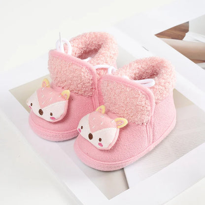 Jlong Winter Newborn Soft Sole First Walker Baby Shoes – Fur Warm Snow Boots for Girls (0-18 Months)