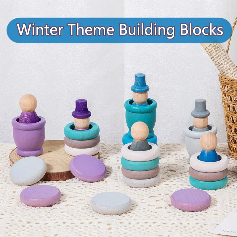 Montessori Rainbow Building Blocks Beech Wood Four Seasons Toy
