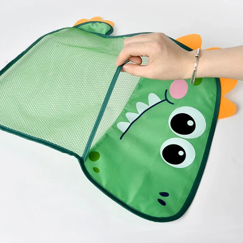 Dinosaur Animal Baby Bath Toy Organizer with Suction Cup Mesh Storage Bag for Kids