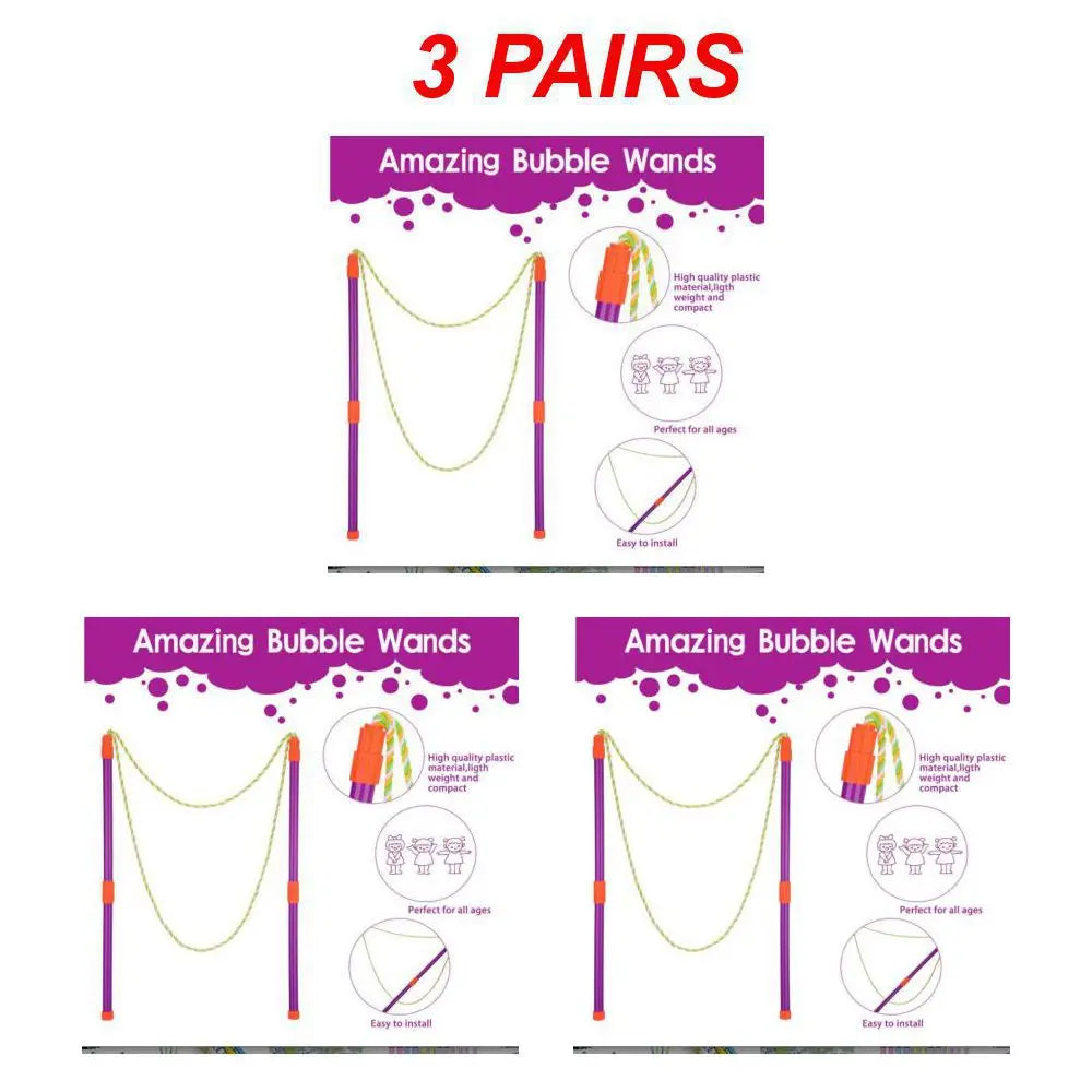 Outdoor Giant Bubble Wand Set - 2-Pack Foldable Bubble Wands (28 cm / 11 in Sections) for Kids, Parties & Rainbow Bubbles