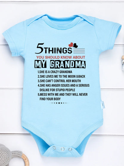 5 Things You Should Know About My Grandma Print Baby Bodysuit – Trendy Newborn One-Piece, Boy Girl Romper, Infant Jumpsuit, Toddler Clothes