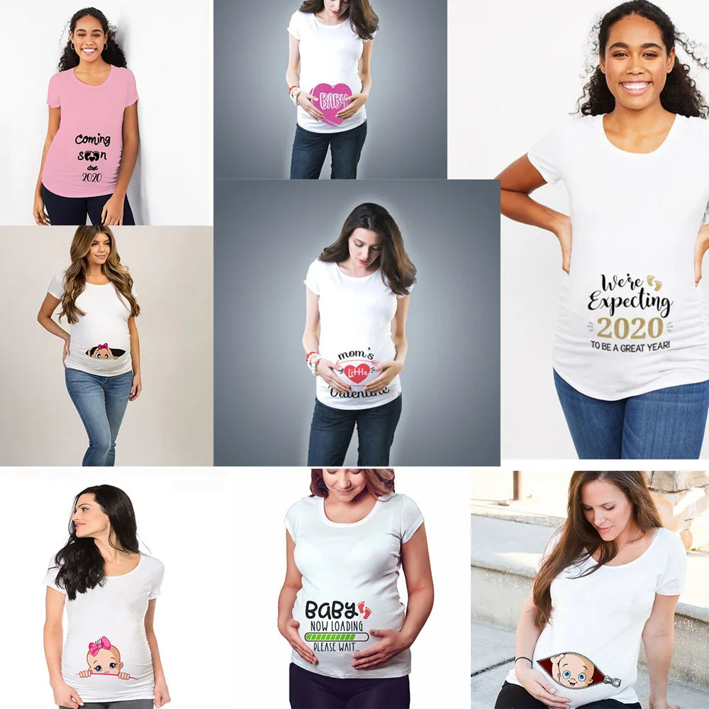 Loading Women Maternity T-Shirt | Short Sleeve Pregnancy Funny Tops | Maternity Clothes | Hot Sale Drop Ship