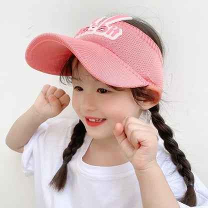 Kids Bunny Ear Sun Hat - Adjustable Rabbit Wings Visor, Cotton-Blend Sun Hat for Boys & Girls (Ages 3-12)