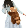 Red Panda Plush Backpack – Cute Fur Plushie Crossbody and Soft Shoulder Bag for Women