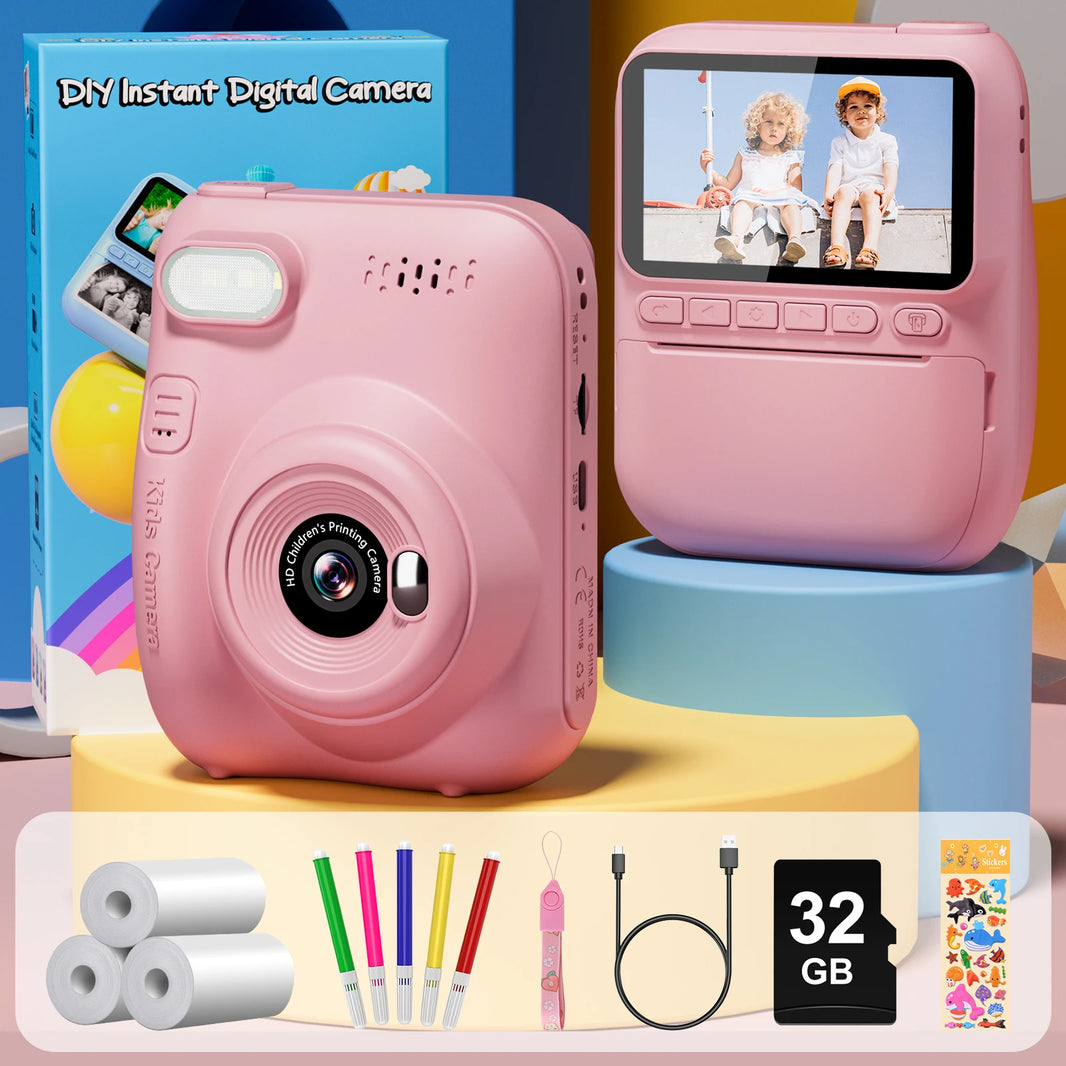Gofunly Kids Instant Print Camera with 3.0-Inch Screen, 1080P Mini Digital Video Recorder for Ages 6-12