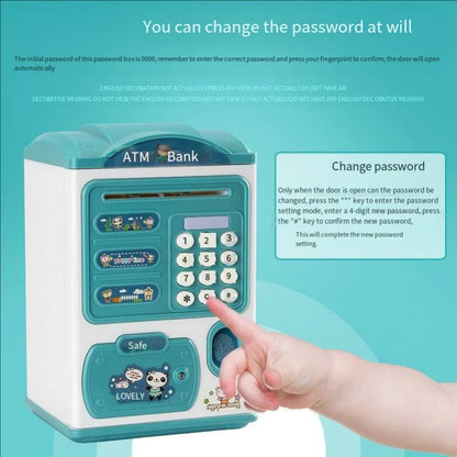 Banknote Fingerprint Deposit Box Electronic ATM Coin Safe Large Capacity Children's Password Lock Birthday Gift