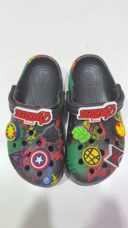 MINISO Avengers Spider-Man Cartoon Anime Hole Shoes – Children’s Anti-Slip, Anti-Odor Beach Sandals for Boys & Girls, Birthday Gift