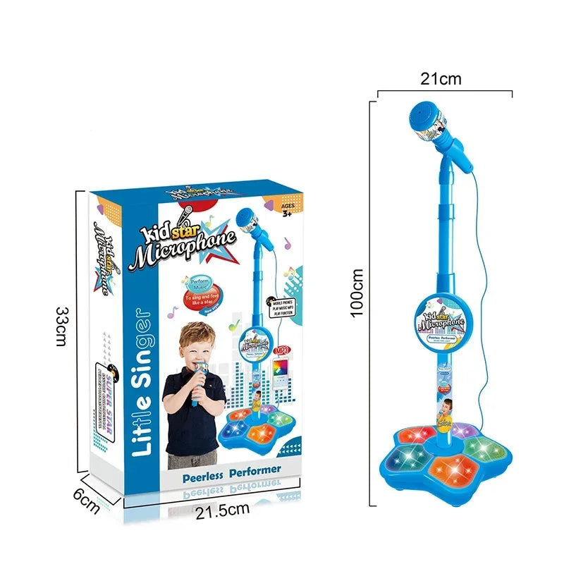 Kids Microphone with Stand - Karaoke Music Toy for Brain Training, Educational Gift for Boys and Girls