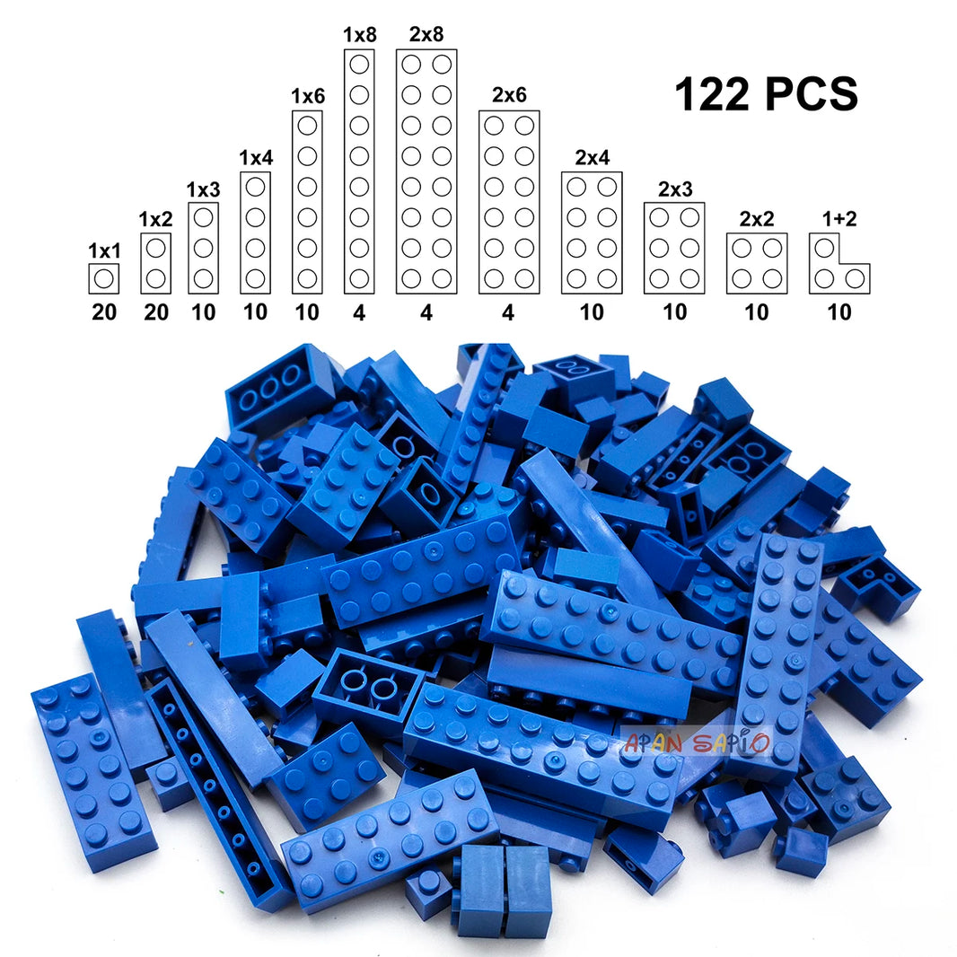 122PCS Thick Figures Bricks – 12 Size DIY Building Blocks, Creative Educational Plastic Toys, Compatible with 3001 for Children