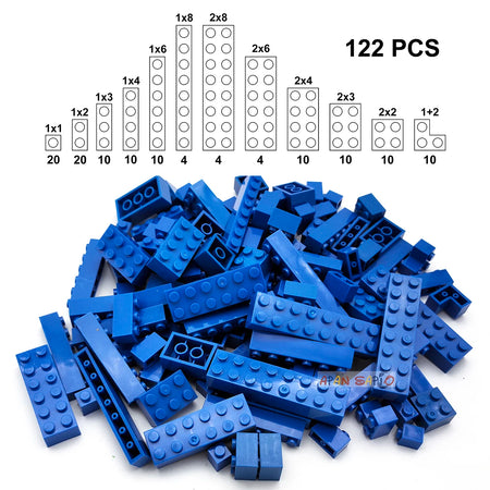 122PCS DIY Building Blocks Set – 12 Size Thick Figures, Creative Educational Plastic Bricks, Compatible with 3001 for Children