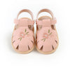 Baby Girl Sandals – Summer Flat First Walker Shoes with Embroidered Toe Design