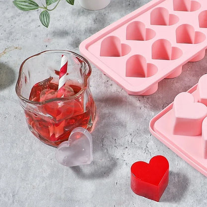 10 Hole Heart Shaped Silicone Popsicle Mold Tray