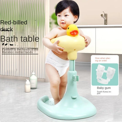 LazyChild Baby Standing Bath – Adjustable Non-Slip Duck Shower Table With Spine Support