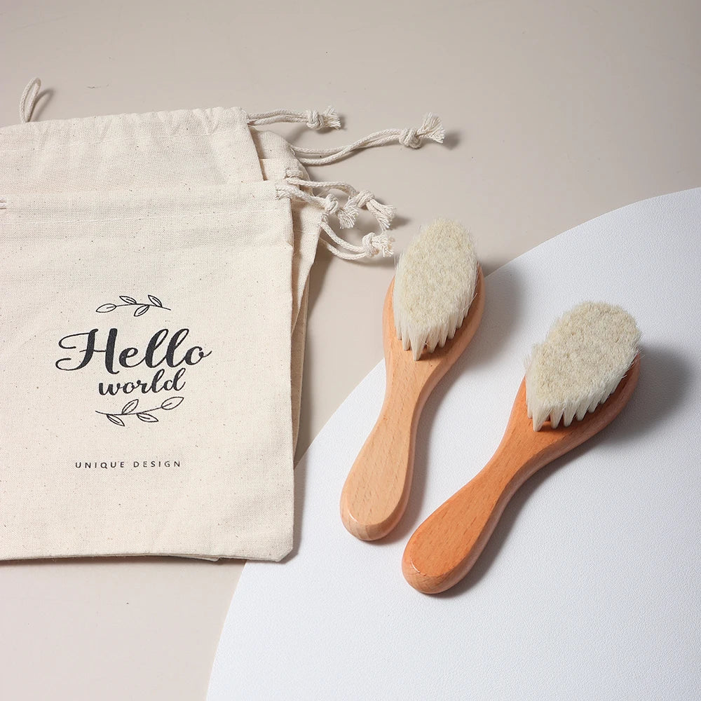 Hot Sale Safety Natural Wool Beech Wooden Comb - Kids & Baby Hair Brush - Good Quality