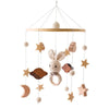 Wooden Crochet Crib Mobile with Felt Rattles – Hanging Bed Bell Toy for Newborns & Infants 0-12 Months