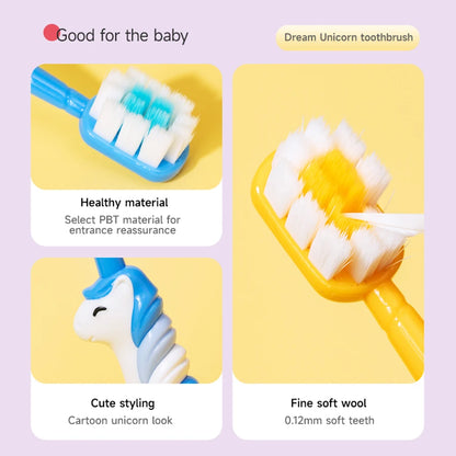 2/4 Cartoon Children’s Toothbrushes for Kids Aged 3-12 Years Old, Unicorn Children’s Toothbrushes, Soft Bristles Care for Baby
