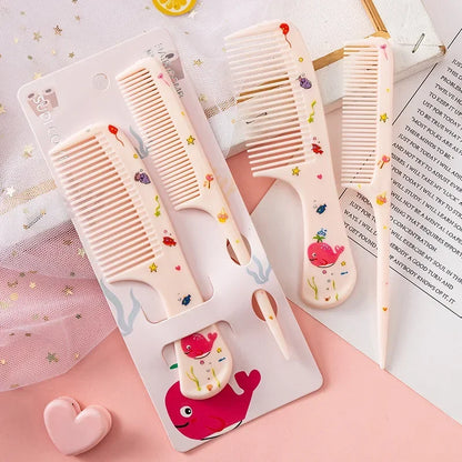 2Pcs/Set Cute Kids Hairdressing Comb - Anti-static Pointed Tail Comb for Girls - Strawberry Fruit Hair Comb