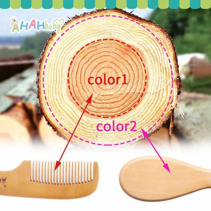 Baby Hair Brush and Comb Set for Newborn - Massage Bath & Shower - Custom Logo Mini Baby Wooden Hair Brush for Kids