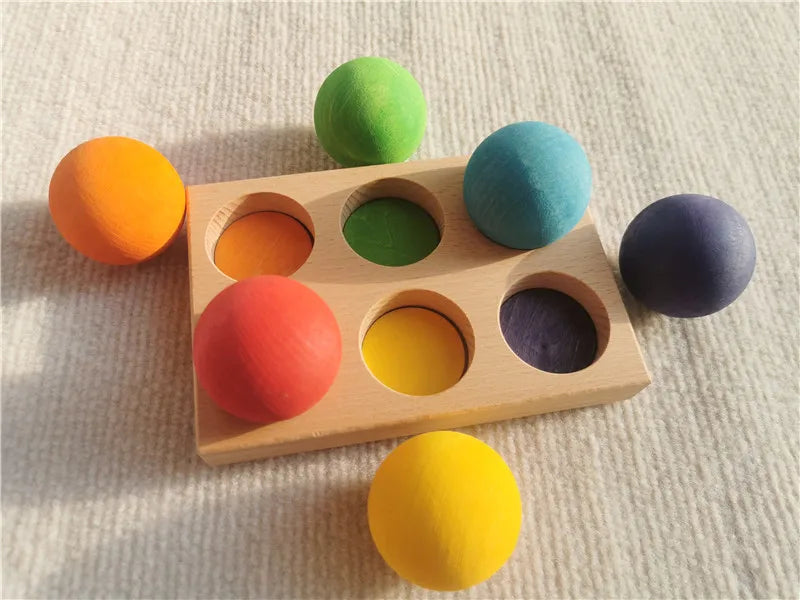 High-Quality Wooden Lime Wood Rainbow Arch Stacking Blocks – Color Sorting Peg Dolls, Balls, and Slats for Kids Play