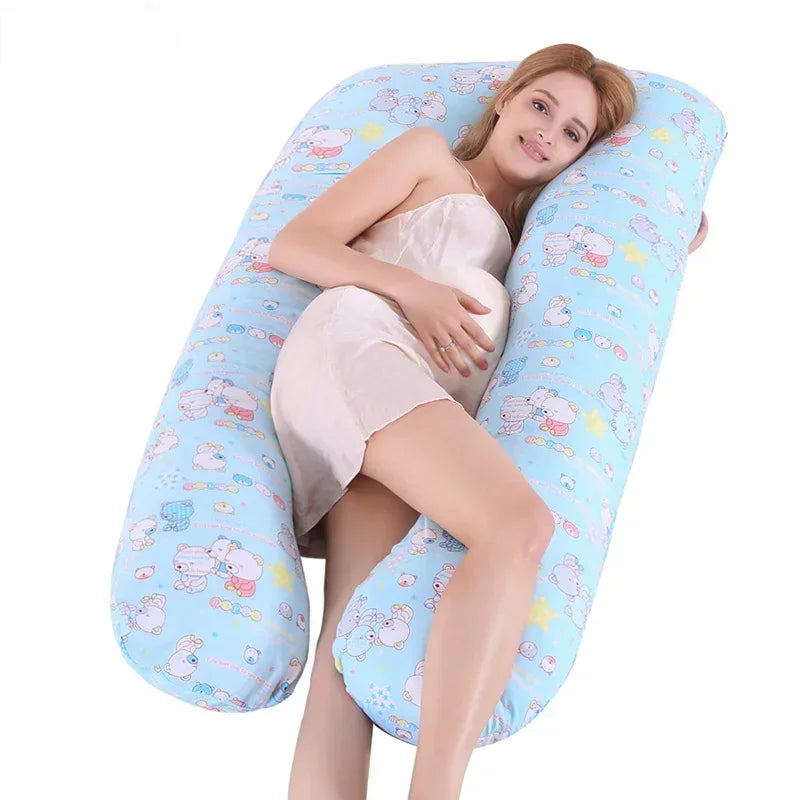 Maternity Pillow for Women - Cotton Color Matching Removable & Washable U-Shaped Waist Support Cushion, Maternity Body Pillow