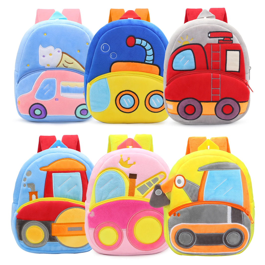Cartoon Excavator Engineering Backpack for Kids – Plush 2-4 Years Old Small School Bag & Toy Backpack - Kidzy Market
