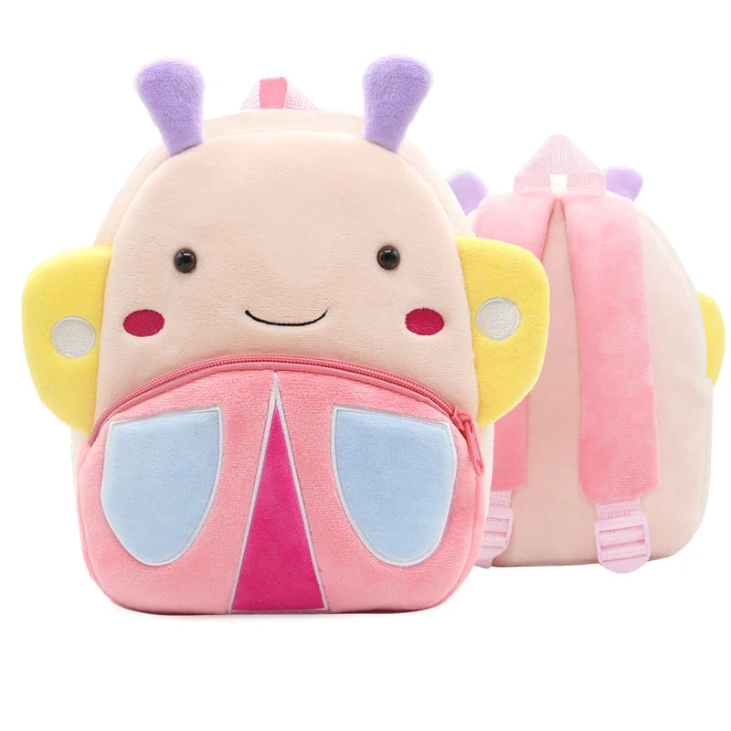 Cute Pink Butterfly Girls School Backpack – Plush Kindergarten School Bag for Kids - Kidzy Market