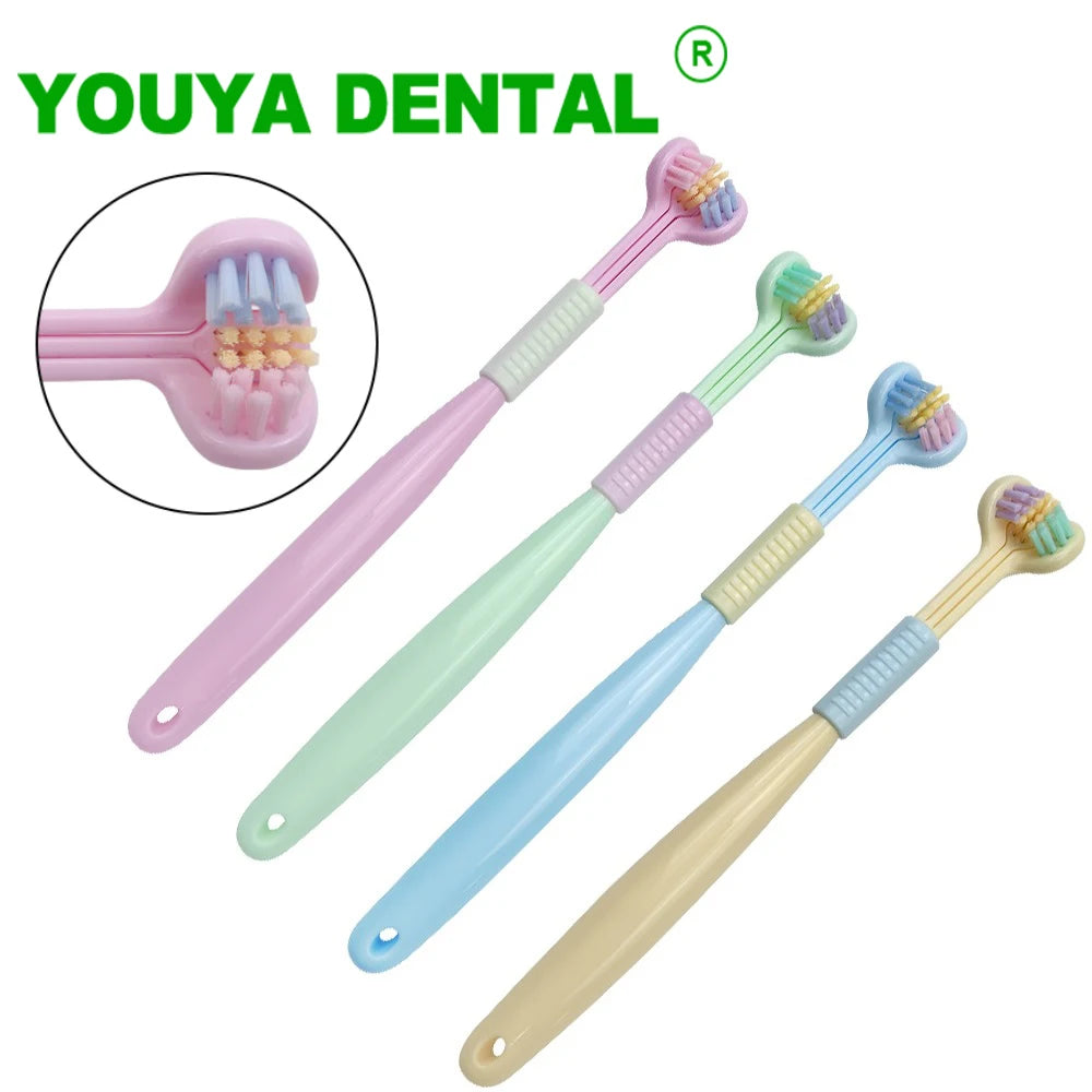 Three-Sided Toothbrush - Children Soft Bristles V-Shaped Teeth Whitening Oral Care Hygiene Tool