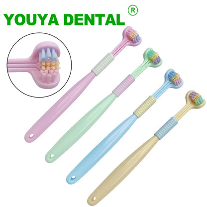 Three-Sided Toothbrush - Children Soft Bristles V-Shaped Teeth Whitening Oral Care Hygiene Tool