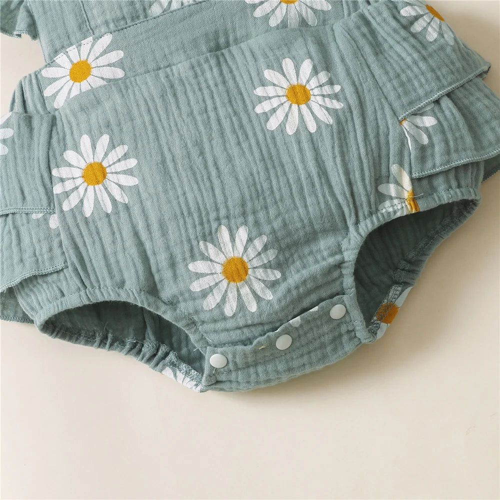 Summer Baby Girl Romper – Sunflower Print Sleeveless One-Piece Jumpsuit (0-18 Months)