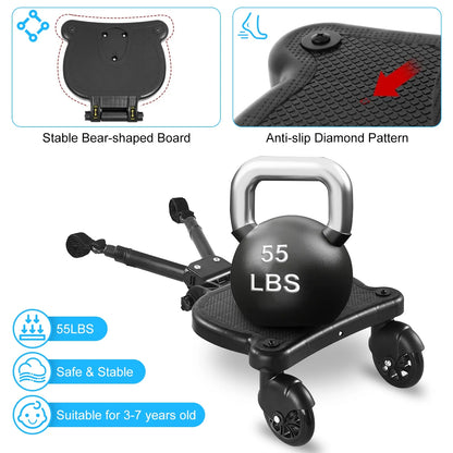 Universal Stroller Board with Removable Seat 2-in-1 Sit-Stand Glider Compatible with Most Strollers