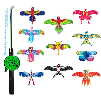 1 Set Children’s Kite Toy – Cartoon Butterfly, Swallow, Eagle Kite with Handle, Kids Flying Outdoor Toy