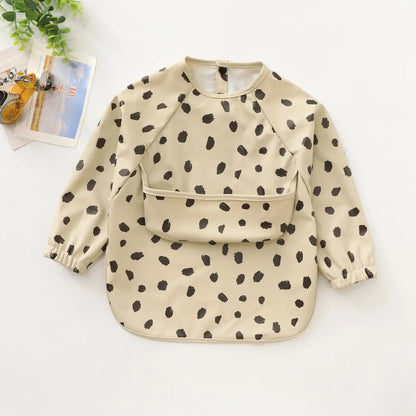 Waterproof Long-Sleeve Baby Bib with Pocket – Full-Cover Feeding Apron & Smock - Kidzy Market