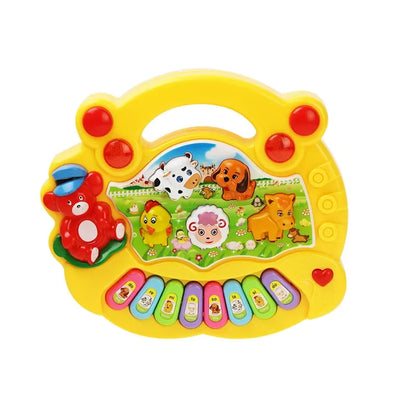 Kids Cartoon Piano Keyboard Game with Animal Sounds and Flashing Lights - Musical Instrument Educational Toy for Babies and Toddlers