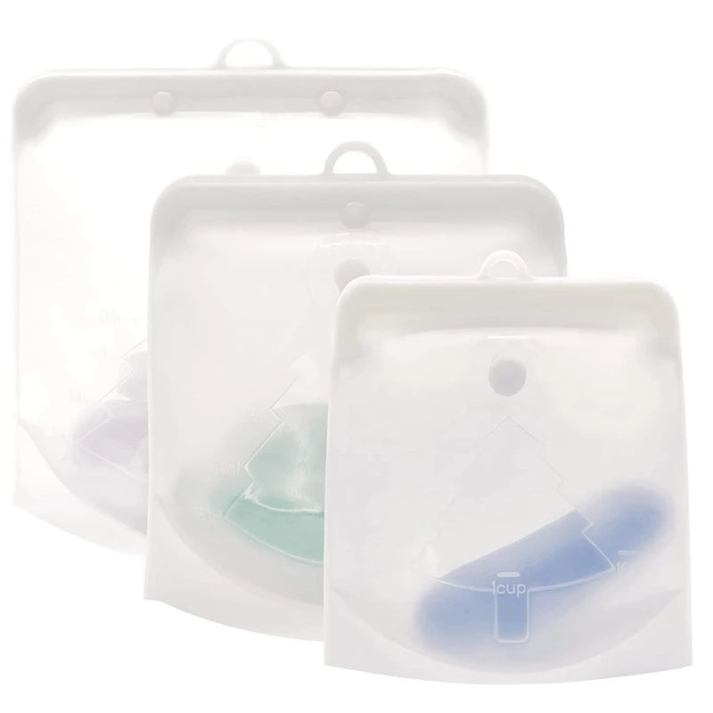 PULISI Silicone Reusable Food Storage Bag – 1500ml/50oz Leakproof Freezer Bag, Fresh-Keeping Snack & Food Storage Bag