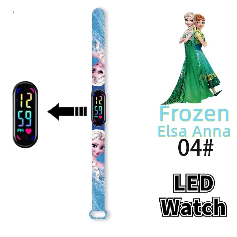 Disney Princess Frozen Elsa Kids Digital Watch Cartoon LED Touch Waterproof Electronic Birthday Gift Toy