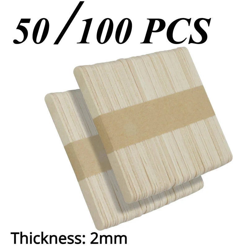50/100 Pcs Natural Wooden Popsicle Sticks Ice Cream Spoons