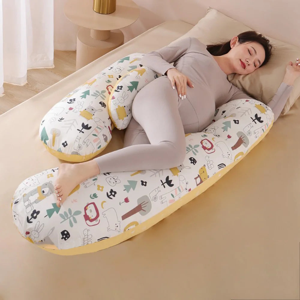 Pregnancy Pillow with Detachable Pillowcase - Maternity Sleeping Body Support Pillow for Lumbar & Full Body Comfort