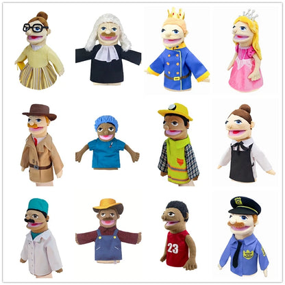 Big Plush Hand Puppets, Cartoon Doctor Police Nurse Teacher Ventriloquism Dolls