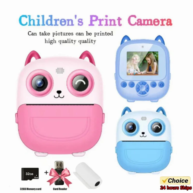 Children's Digital Camera with Instant Thermal Print, Photo and Video, Includes 32GB Memory Card