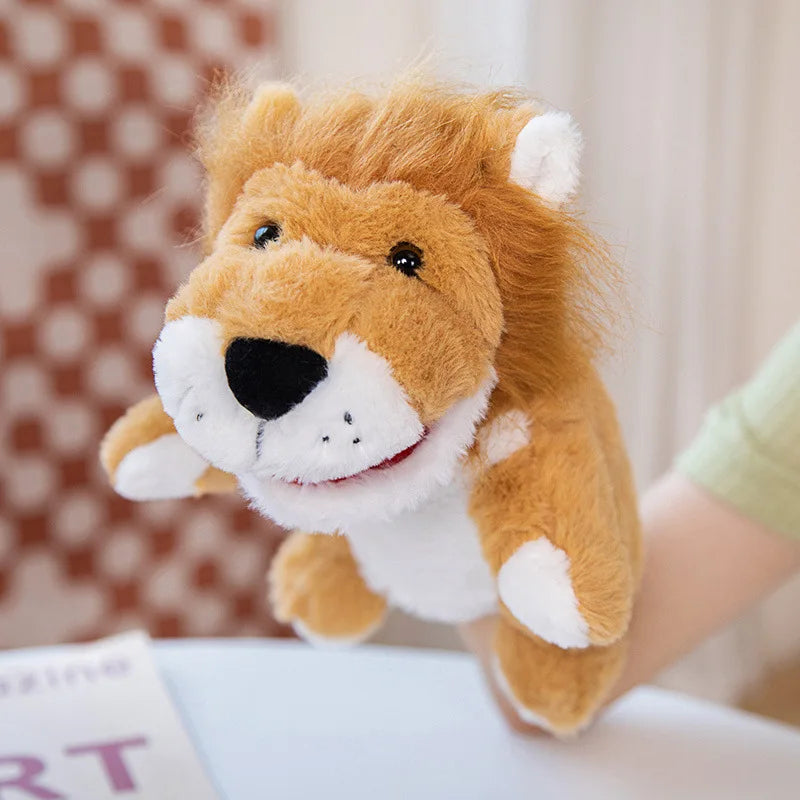 Stuffed Plush Hand and Finger Puppets, Lion Elephant Bunny Monkey Educational Toy for Kids