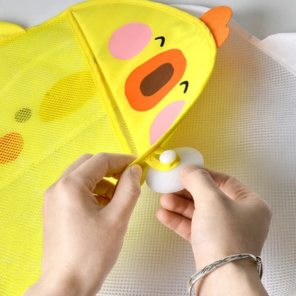 Cartoon Duck Baby Bath Toy Mesh Storage Bag with Suction Cup