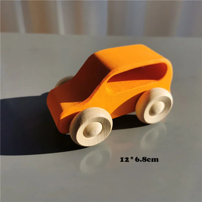 Wooden Montessori Rainbow Stacking Bridge with Cars and Trees
