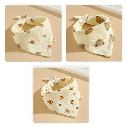 3PC Baby Cotton Soft Muslin Burp Cloths | Color-Matching Bandana Handkerchief & Feeding Bibs for Infants - Kidzy Market