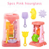 Kids Beach Toy Set With Sand Wheel, Bucket, Shovel, Rake & Sailboat Molds — Summer Sandbox Play